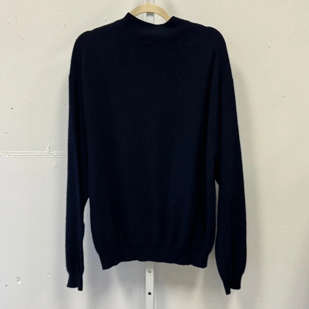 Metropolitan View Mens 100% Cashmere Mock Neck Sweater Navy‎ Blue Lg Minimalist